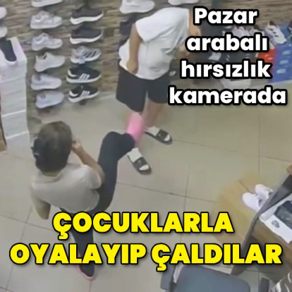 Çocuklarla oyalayıp ayakkabı çaldılar