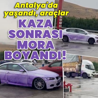 Araçlar, kaza sonrası mora boyandı!