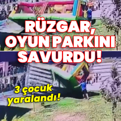 Şiddetli rüzgar, oyun parkını savurdu! 3 çocuk yaralandı!