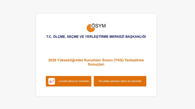 YKS tercih sonuçları sorgulama ekranı