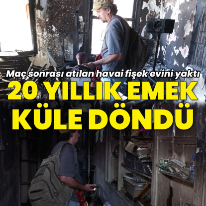 Maç sonrası atılan havai fişek ressamın evini yaktı