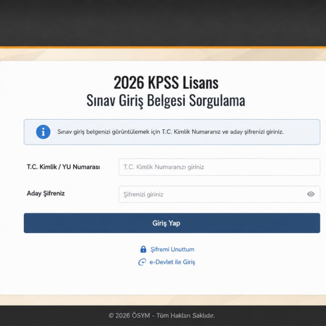KPSS sınav giriş belgesi sorgulama ekranı