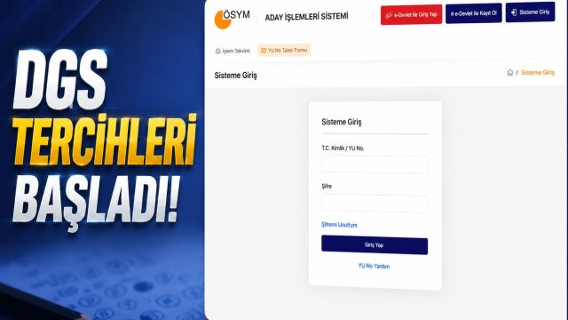 DGS tercihleri başladı