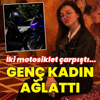 İki motosiklet çarpıştı... Genç kadın ağlattı!