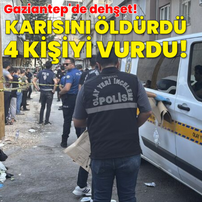 Eşini öldürdü, 3'ü çocuk 4 kişiyi yaraladı