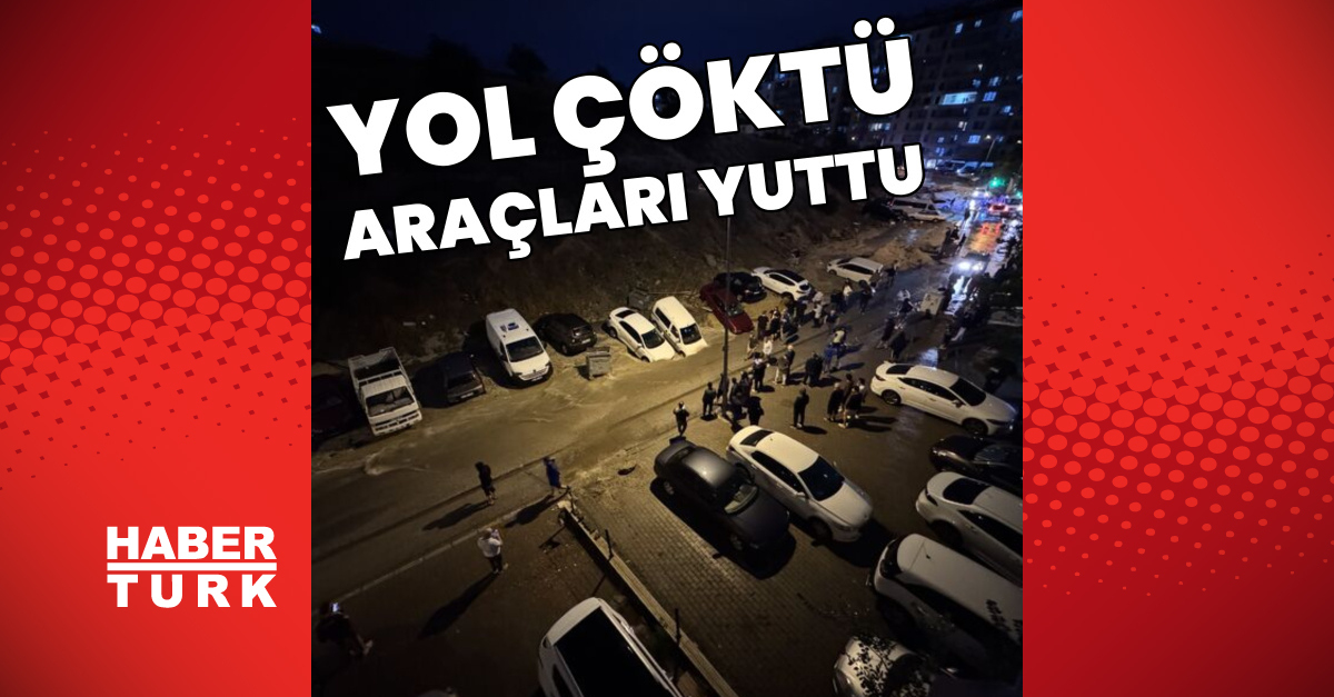 Yol çöktü! Araçlar çukura düştü
