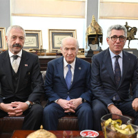 Bahçeli, Sarallar ve Şahinler ailelerini kabul etti