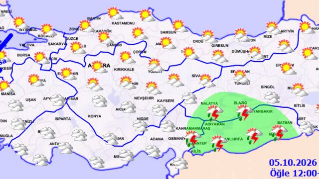 Güneyde sağanak, kuzeyde fırtına