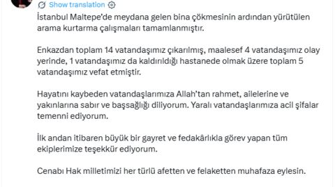 Bakan Çiftçi’den taziye mesajı