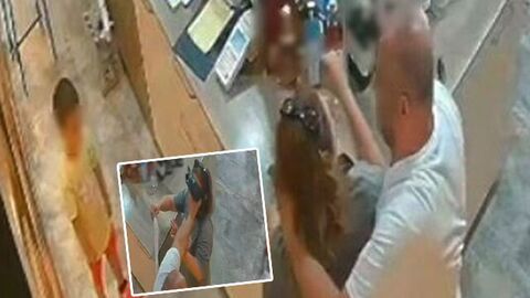 O anlar kamerada... Çocuğun önünde poşetle boğma girişimi