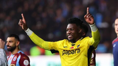 Trabzonspor'un kalecisi Andre Onana, Süper Lig'in 8. haftasındaki 2-0'lık