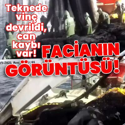 Teknede facia anları! Vinç devrildi!