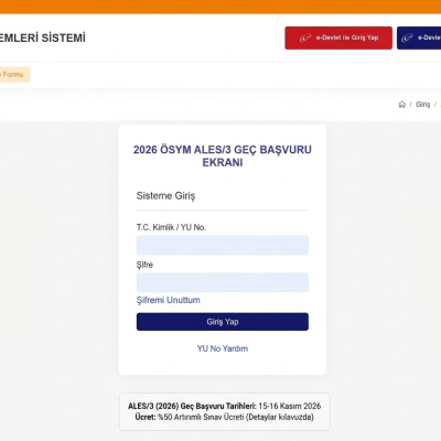 ALES geç başvurusu başladı!
