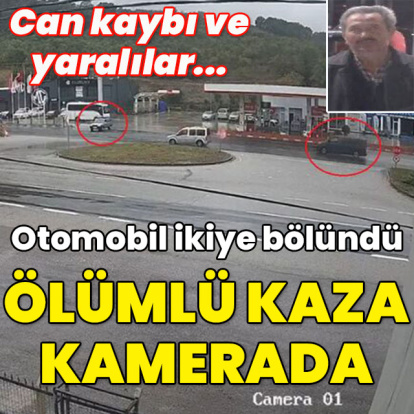 Otomobil ikiye bölündü! Kahreden kaza kamerada