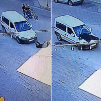 Aracından inen sürücü hayatının şokunu yaşadı