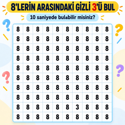 8'lerin arasındaki gizli 3'ü bulabilir misin?