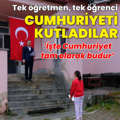 Tek öğrenci, tek öğretmen... Birlikte Cumhuriyeti kutladılar