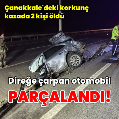 Direğe çarpan otomobil parçalandı! 2 ölü