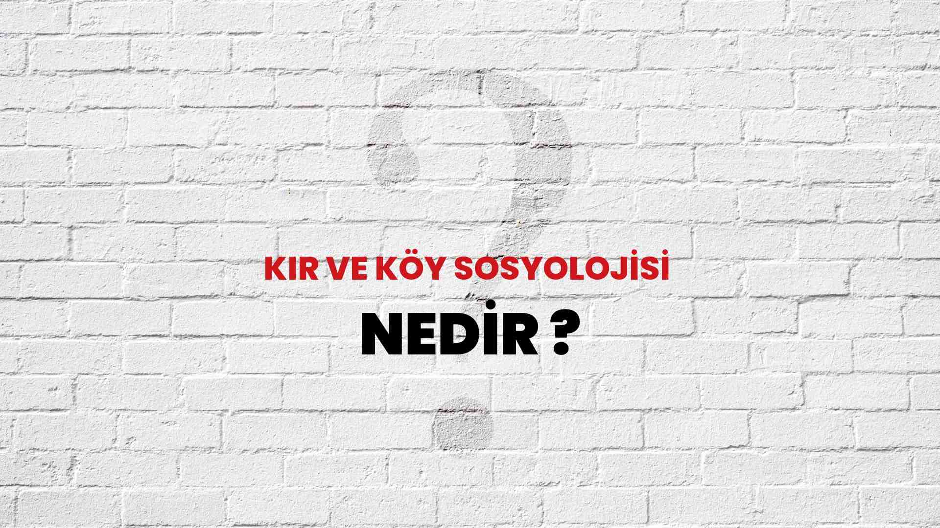 Kır Ve Köy Sosyolojisi nedir?