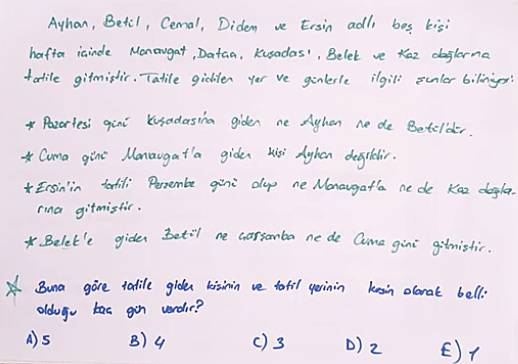 3 bilinmeyenli bir mantık sorusu. Elinizde kağıt kalem olmadan bu soruya girişmeyin.