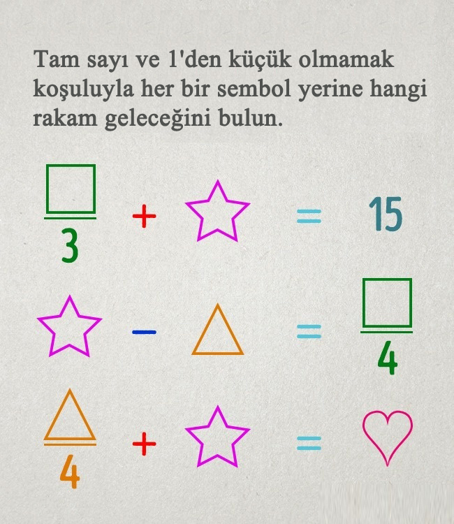 Sembollerin yerine gelen rakamların toplamı kaçtır?