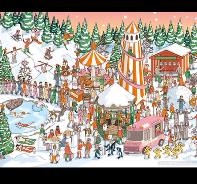 Resimde gizlenmiş Noel Baba'yı bulun.