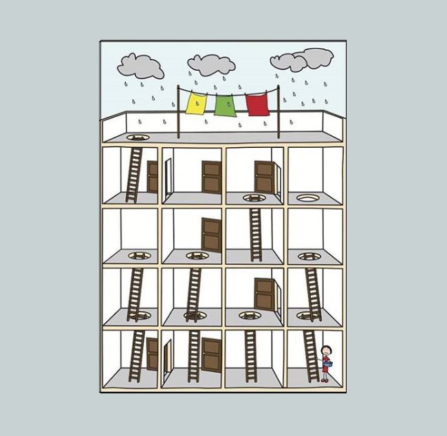 Çamaşırları yağmurdan kurtarmak için kaç merdiven çıkmalı?