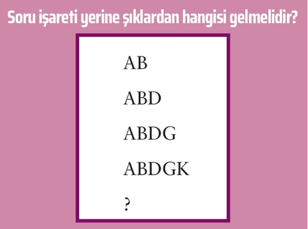 Soru işaretli yere ne gelmelidir?