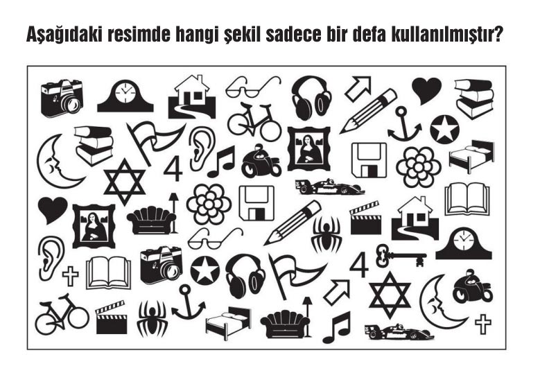 Sadece bir defa kullanılan şekil hangisi?