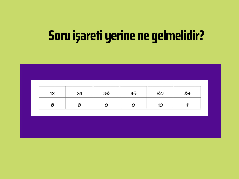 Soru işaretli yere ne gelmelidir?