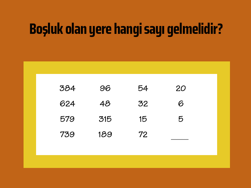 Boşluk yerine hangi sayı gelmelidir?