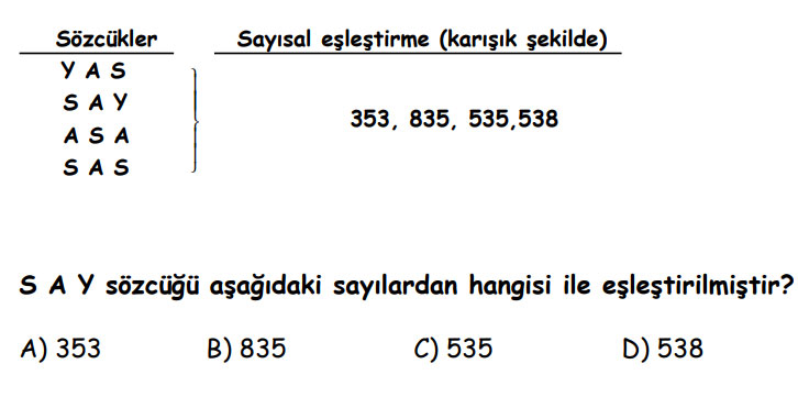 SAY sözcüğü hangisi ile eşleşir?