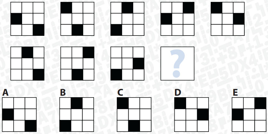 3x3 lük kare belirli bir kurala göre boyanmıştır. Buna göre sıradaki kare nasıl boyanmalıdır?