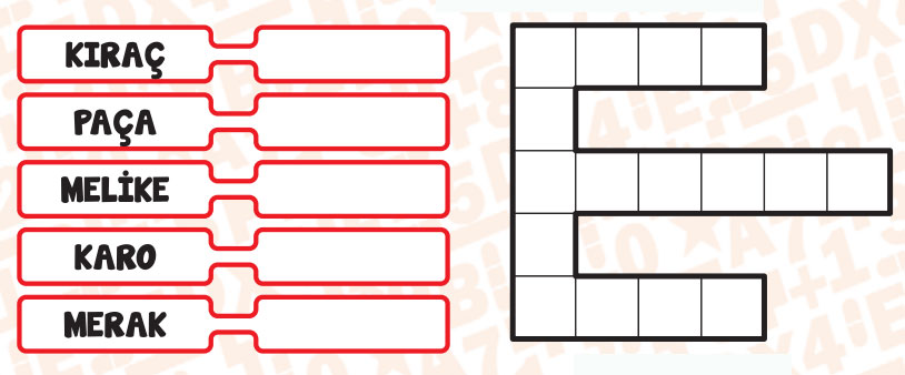 Verilen kelimelerin ilk önce anagramını bulun. Daha sonra bulduğunuz kelimeleri tabloya yukarıdan aşağıya veya soldan sağa okunacak şekilde yerleştirin. Hangi kelime artar?