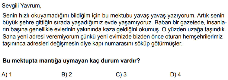 Mantığa uymayan kaç durum var?