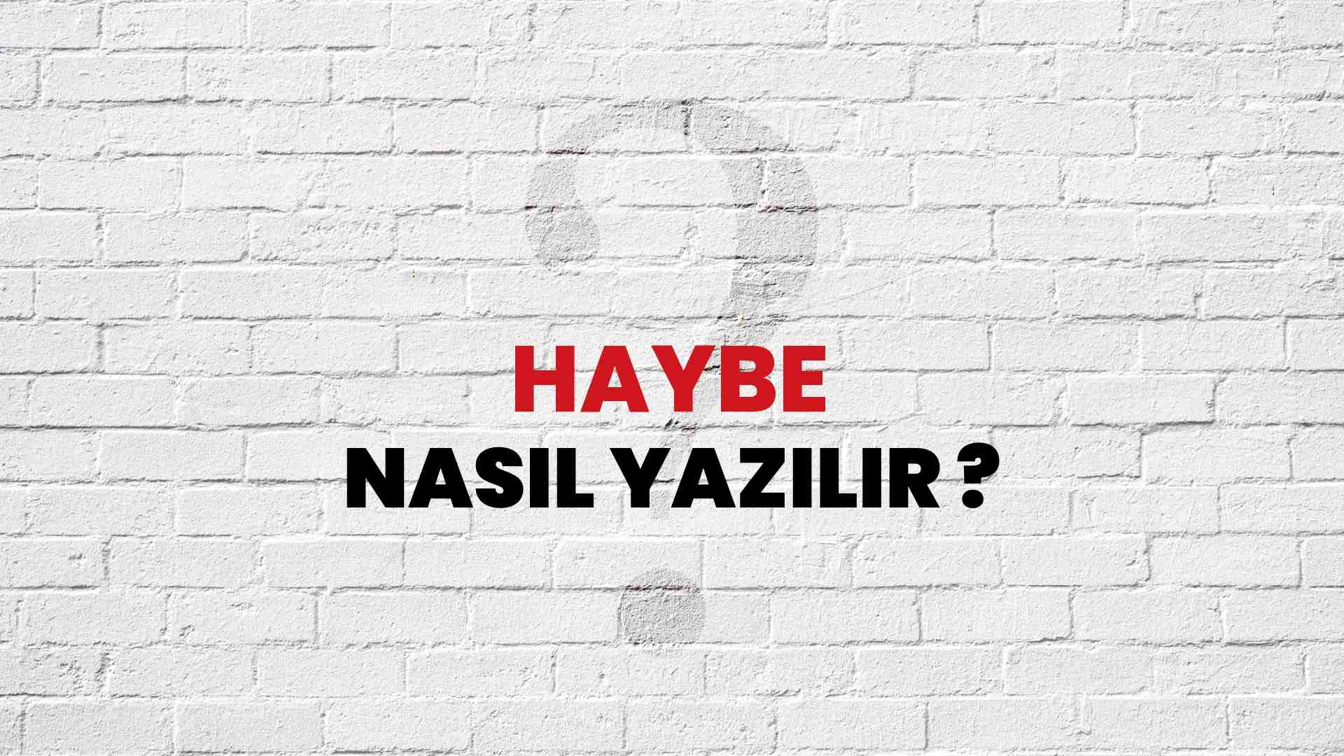 Haybe Nasıl Yazılır? TDK ile Haybe Doğru Yazılışı Nedir?