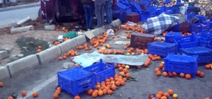 Meyve yüklü tır devrildi: 1 ölü, 1 yaralı