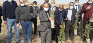 Yunak'ta 3 bin 700 fidan toprakla buluştu