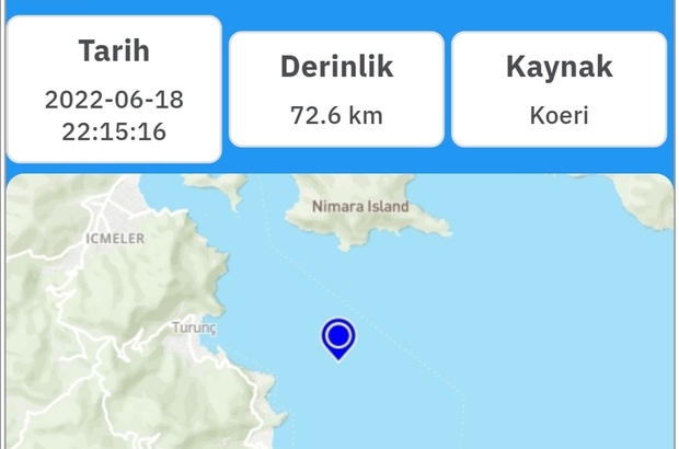 Muğla'da deprem
Muğla’nın Marmaris ilçesi Turunç Mallesinde saat 22.15 sularında 3,9 şiddetinde deprem meydana geldi.
