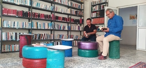 Geri dönüşüm kütüphanesine ilçe halkı yoğun ilgi gösteriyor