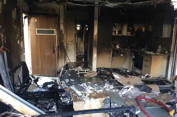 Bodrum'da evde çıkan yangında hasar meydana geldi