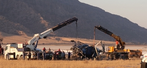 Denizli'de düşen helikopterin enkazı kaldırıldı