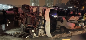 Gaziantep'te devrilen polis midibüsündeki 5 memur yaralandı