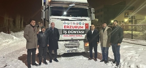 Erzurum'da iş insanları ve STK'lerin deprem bölgesine yardımları sürüyor