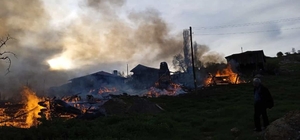 Sinop'ta çıkan yangında 4 ev ve 2 ahır kullanılamaz hale geldi