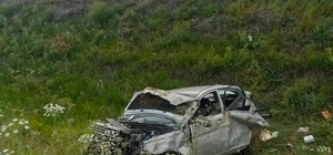 Erzurum'da şarampole devrilen otomobilin sürücüsü yaralandı