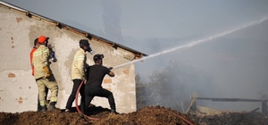 Bolu'da otluk alanda çıkan ve yerleşim yerine ulaşan yangına müdahale ediliyor