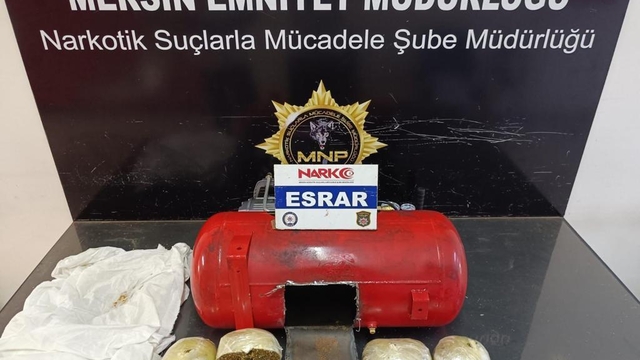 Mersin'de kargoyla gönderilen hava tüpünde uyuşturucu ele geçirildi