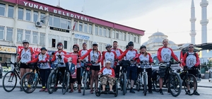 Büyük taarruz bisiklet turu sporcuları Yunak'ta