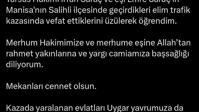 Manisa'daki kazada ölen 2 kişinin hakim ve eşi olduğu ortaya çıktı